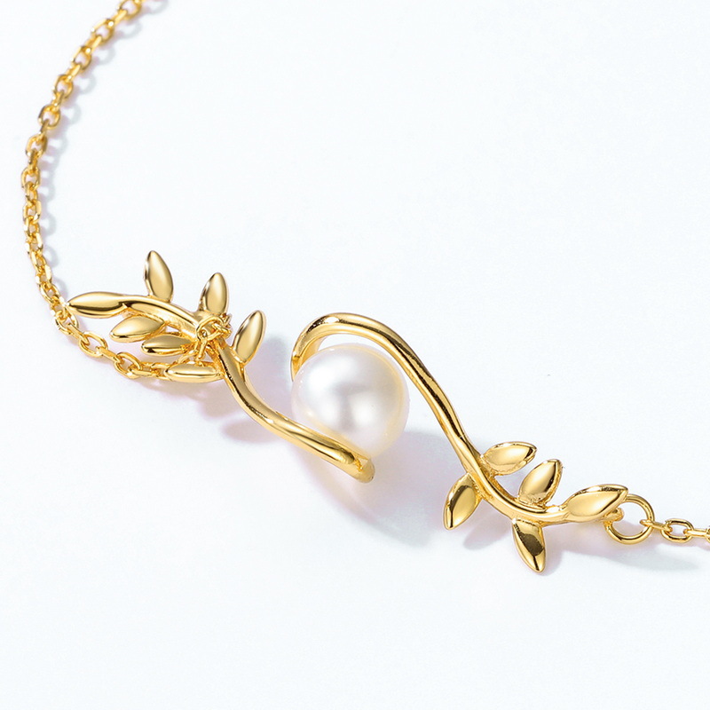 2022 new willow branch S925 sterling silver 10k gold-plated pearl bracelet