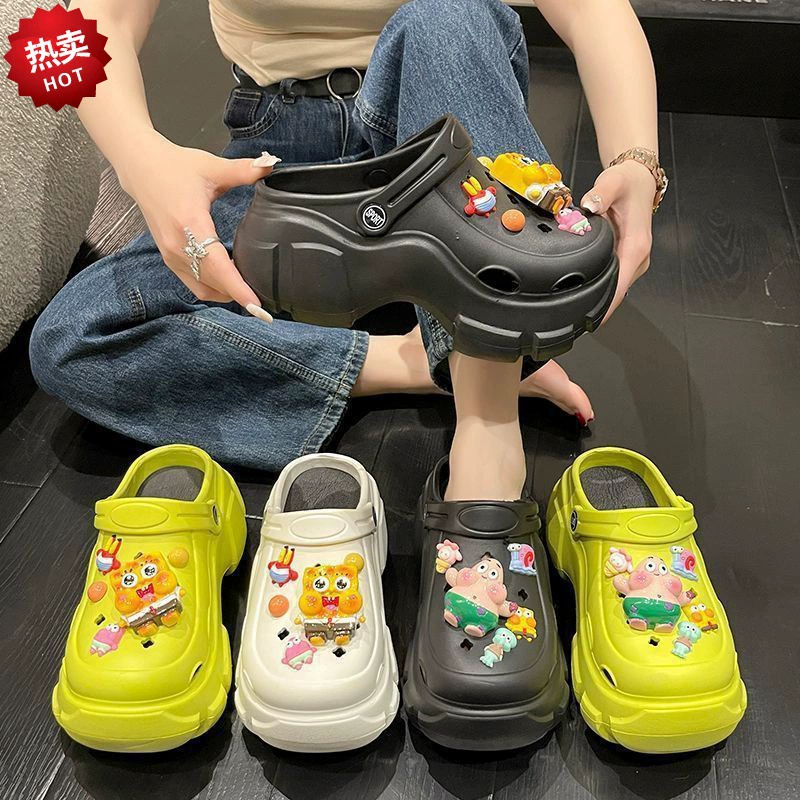 EVA обувь с толстым дном для женщин носить на улице 2024 новый летний увеличенный нескользящий на высоком каблуке на пляже DIY сандалии тапочки