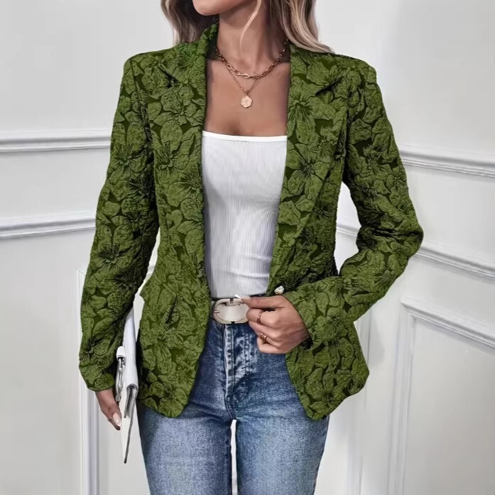 Casual Women's Spring and Autumn Short Coat, Cross-Border Women's Clothing, SHEIN Best-Seller, Vintage Lily Jacquard Slim-Fit Short Blazer Casual Women's Spring and Autumn Short Coat, Cross-Border Women's Clothing, SHEIN Best-Seller, Vintage Lily Jacquard Slim-Fit Short Blazer