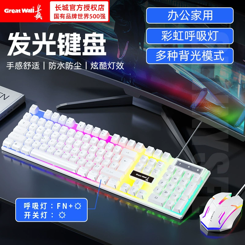 Комплект клавиатура и мышь для игр (LIMENDE GTX350), проводной RGB подсветка, дизайн с подвеской