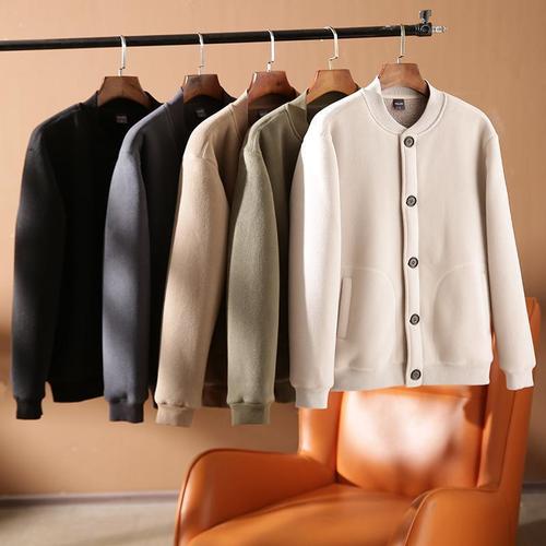 American Retro Fleece Padded Thick Crew Neck Sweatshirt for Men - Fall/Winter Fashion Open Hooded Sweatshirt Casual Jacket Trendy