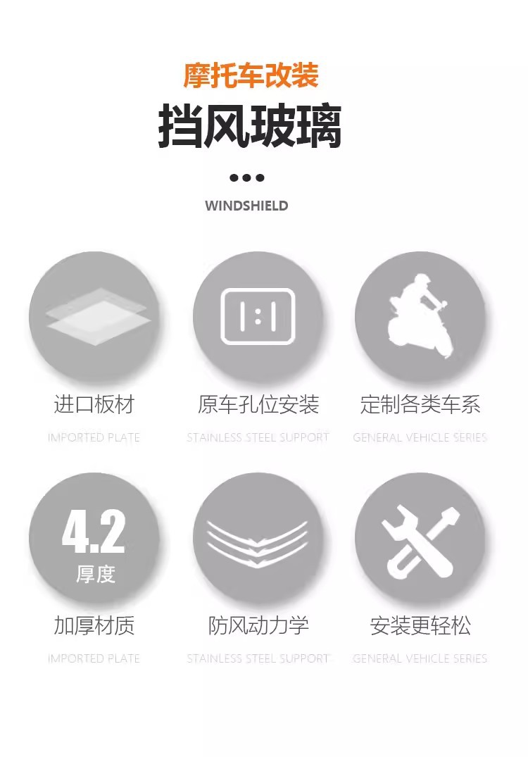 Suitable for Haojue UHR150 front windshield, forward-shifted and elevated modification, high-definition transparent windscreen, non-destructive installation for scooters
