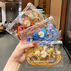 Korean Version New Headband Set with 9 Pieces Bow Hair Clips, Fresh and Natural Hair Ties, Girl Hair Accessories for Braiding, Elastic Hair Bands