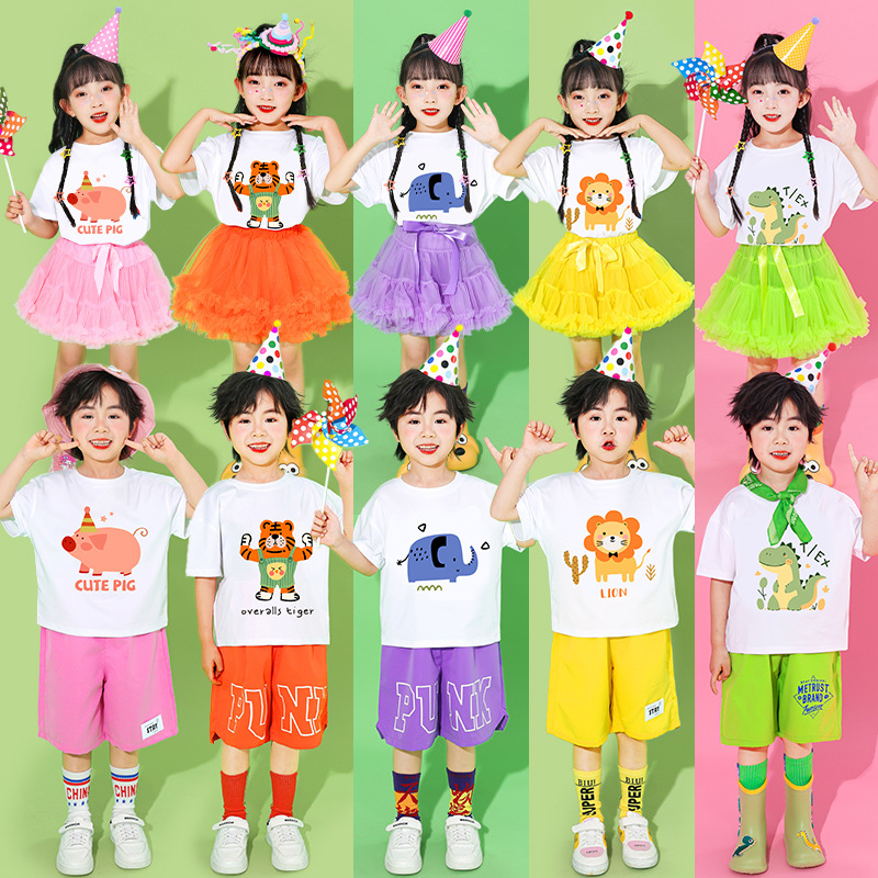 六一儿童卡通动物啦啦队演出服幼儿园毕业照班服小学生表演服装夏