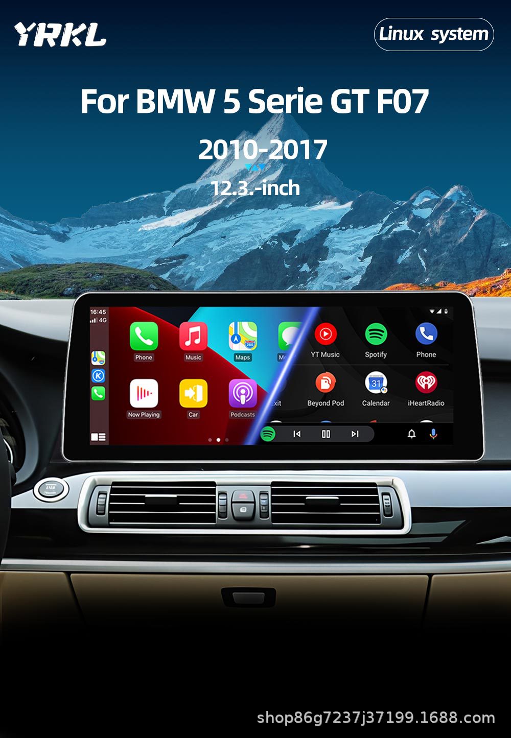 Suitable for Bmw Gt F07 12.3inch Car Navigation Central Control Android Car System Mobile Phone Interconnection Gps Navigator