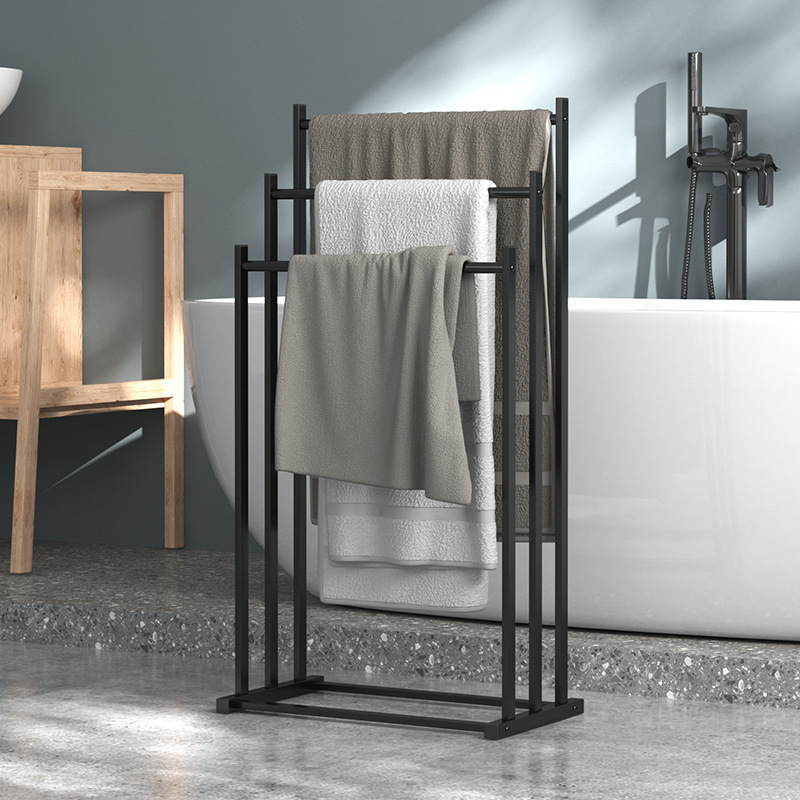 Bathroom Floor-Standing Removable Towel Rack for Home Hotel Vertical Three-Door Hanging Rod to Store Bath Towels, Towels and Blankets Bathroom Floor-Standing Removable Towel Rack for Home Hotel Vertical Three-Door Hanging Rod to Store Bath Towels, Towels and Blankets
