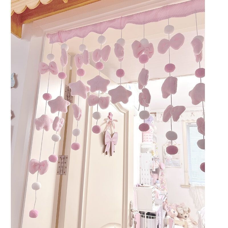 Girly bedroom door curtain, partition curtain, living room door decorative hanging curtain, no-drill installation, hanging curtain for girls' children's room Girly bedroom door curtain, partition curtain, living room door decorative hanging curtain, no-drill installation, hanging curtain for girls' children's room