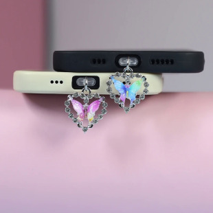 Beautiful Heart-Shaped Butterfly Phone Dust Plug Hanging Accessory