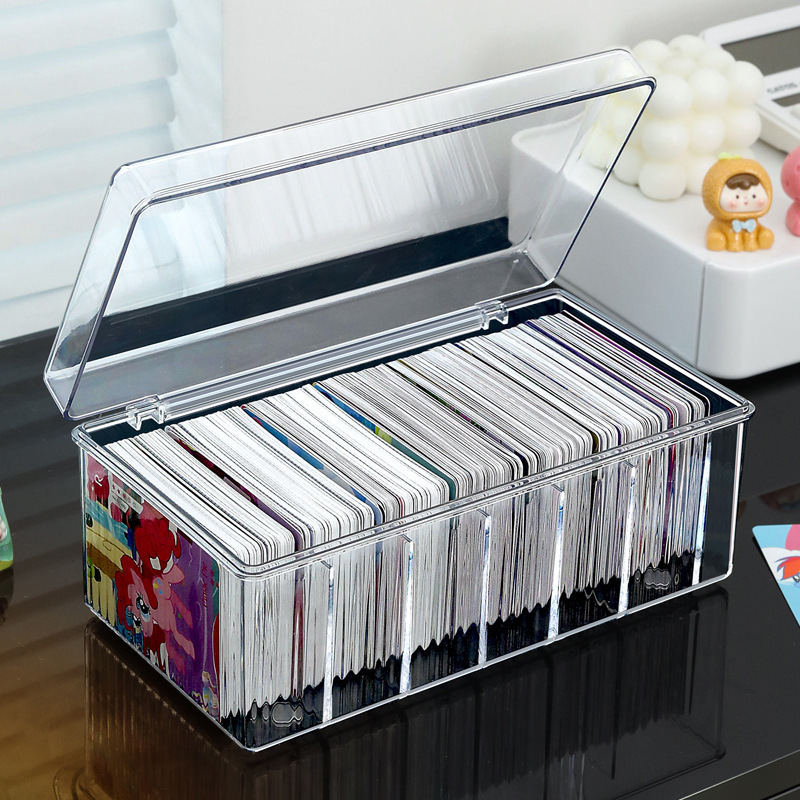 Dustproof Card Storage Box with Lid Large Capacity Transparent Acrylic Split Ultraman Card Small Card Collection Box