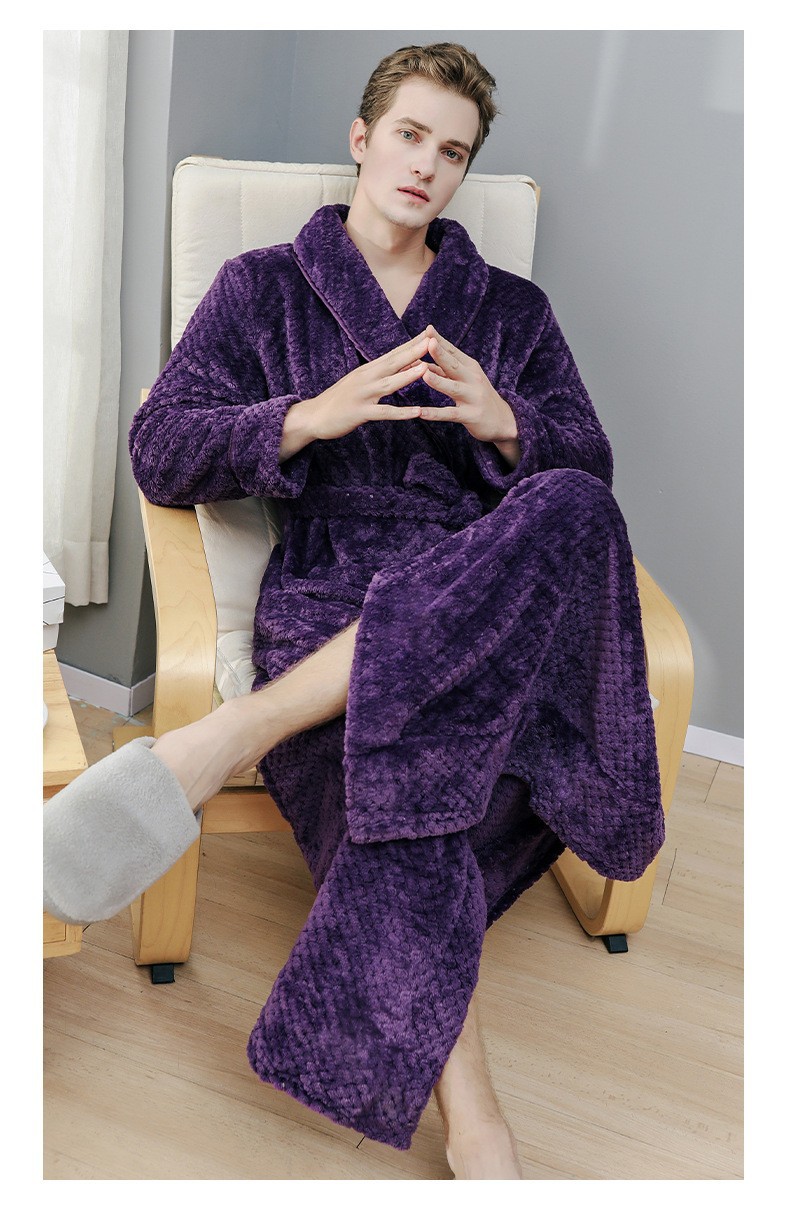 Camicia da notte da donna invernale coppia accappatoio in pile corallo più velluto flanella ispessita pigiama da uomo autunno e inverno lungo_voghion.com
