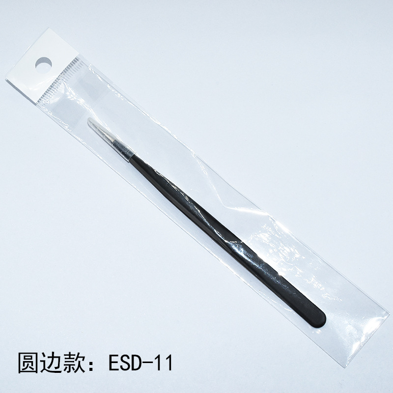 Pinzas de acero inoxidable para manualidades, pinzas puntiagudas para decoración de uñas, pestañas postizas, herramienta antiestática ESD-15 para bisutería.