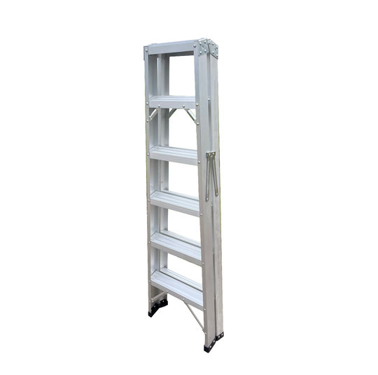 Aluminum alloy engineering herringbone ladder extra thick storage workshop household work maintenance double-sided folding mobile ladder wholesale