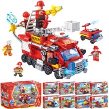 小盒装消防车国产小颗粒拼装积木兼容乐高培训班男孩礼品儿童玩具