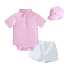 Cross-border New Baby Boy Gentleman POLO Shirt Romper Suit + Hat Boys and Children's Clothing Wholesale Dropshipping