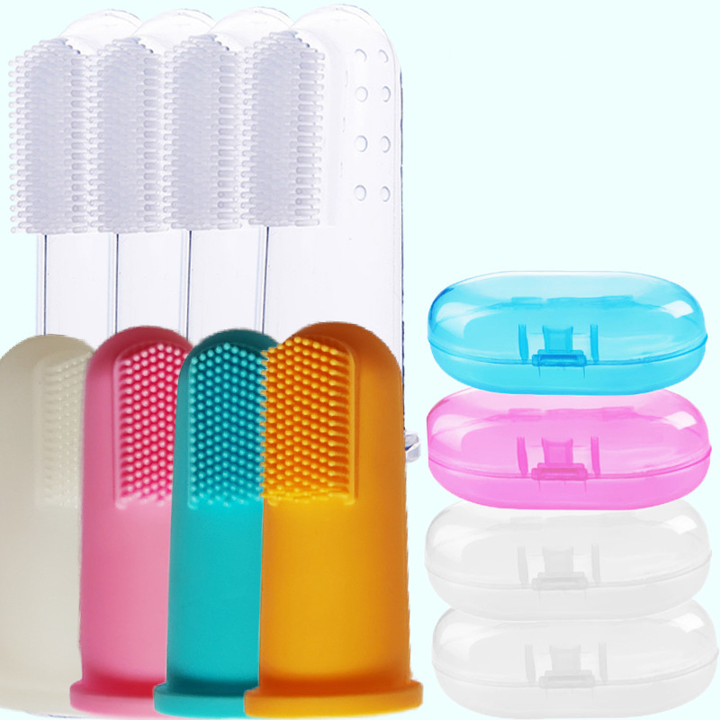 Infant Thumb Toothbrush, Baby Silicone Latex Toothbrush, Finger Baby Tongue Coating Cleaning Brush, Boxed Soft Brush Head