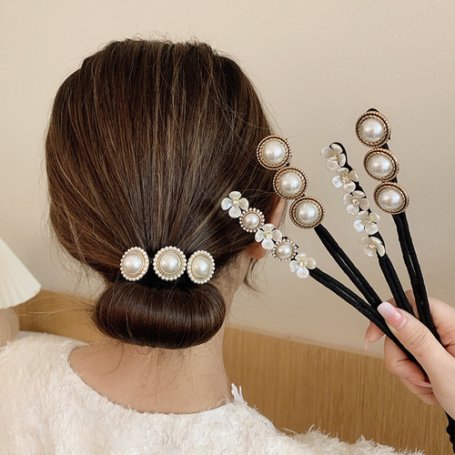 Pearl hair twister, ball head, bow hair twist, elegant back of head headband, super fairy pearl hair band for lazy people