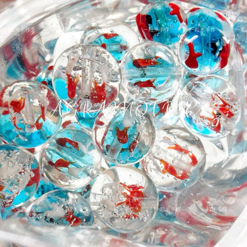 [Good Luck Koi] Japanese hand-painted goldfish beads glass beads DIY beaded material bracelet necklace accessories