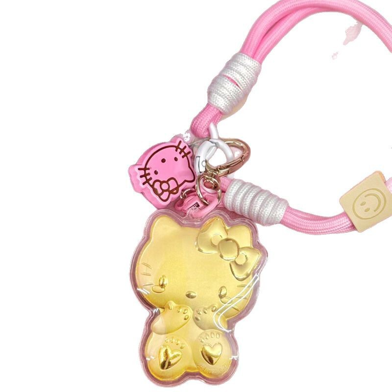 純金 999 漫画ハローキティピンク KT 猫ペンダント携帯電話ケースストラップキーホルダーペンダントハンギングチェーン女性|undefined