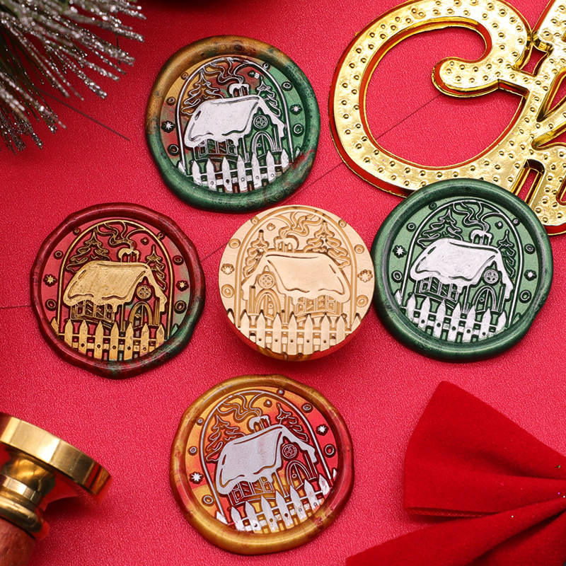 Color europeo pintura de fuego sello cabeza elk muñeco de nieve serie de navidad en relieve tarjeta de felicitación de navidad sobre sellado regalo de víspera de navidad