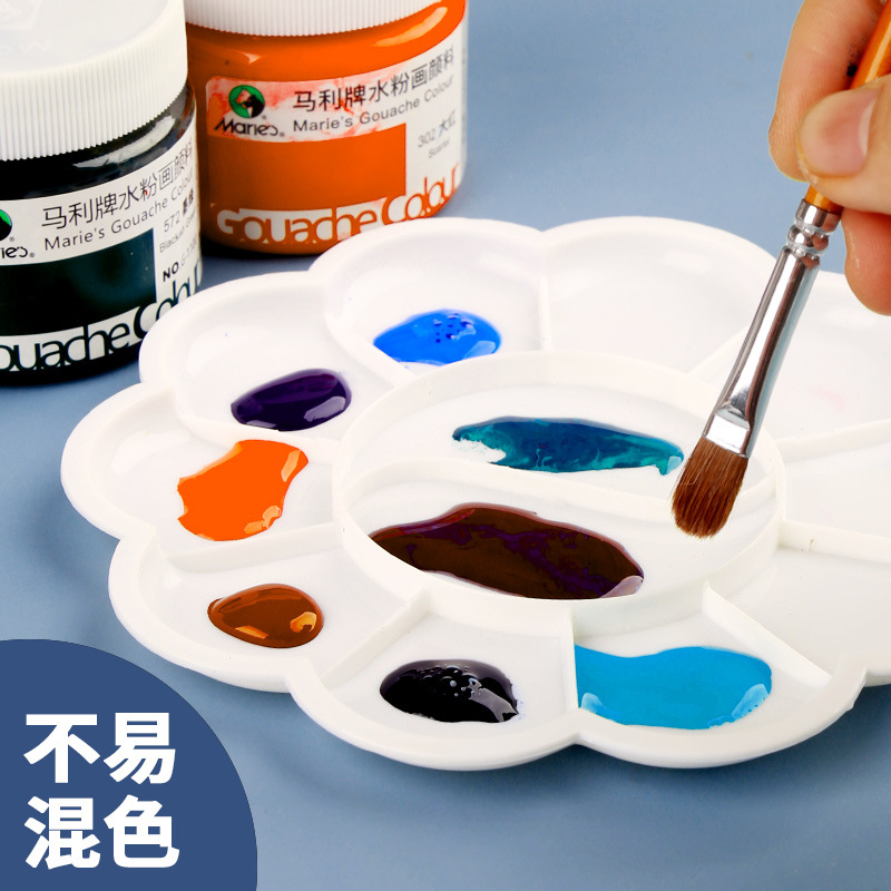 Fábrica al por mayor paleta de plástico imitación porcelana maquillaje manicura gouache acuarela pintura china estudiante práctica formación paleta