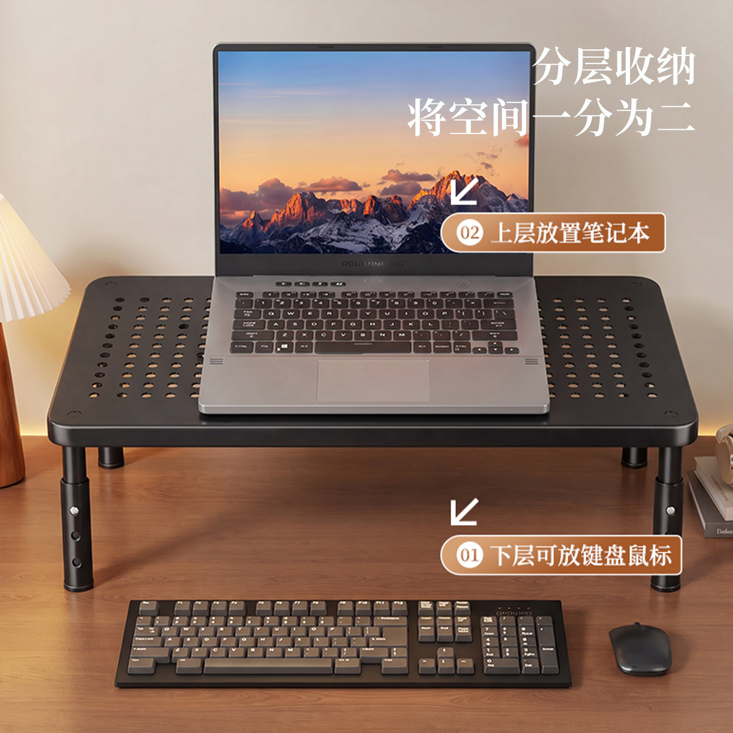 Soporte Elevador para Monitor de Acero al Carbono Ajustable para Escritorio