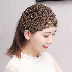 2025年新作ヘアバンド、透かし彫りフラワーヘアアクセサリー、韓国風パールレトロ洗顔マスク用ヘアアクセサリー、女性用、工場卸売