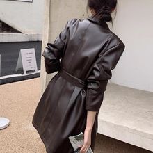 美拉德收腰皮衣外套女2025秋秋新款气质英伦风pu皮夹克中长款风衣