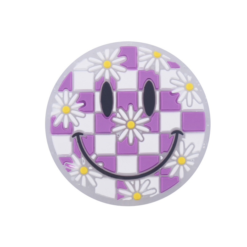 Productos creativos para bebés de bricolaje de dibujos animados silicona cara sonriente flor pequeña mordedor bebé molar cadena de pezón accesorios de mordedor