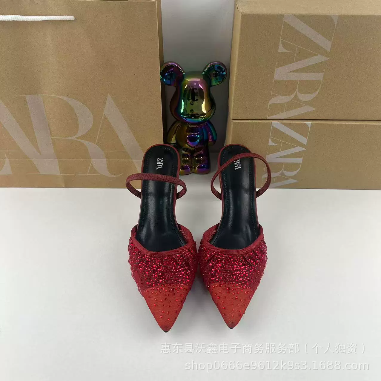 ZAR новая весенняя женская обувь красная светлая сетка мода темперамент туфель Мюллер туфли на высоком каблуке со стразами