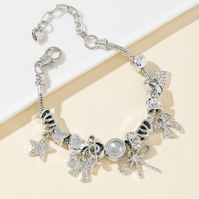 Panjia Bracelet European and American Cross-border DIY Beaded Bracelet Rhinestone Bow Love Five-pointed Star Fast Fashion First Jewelry