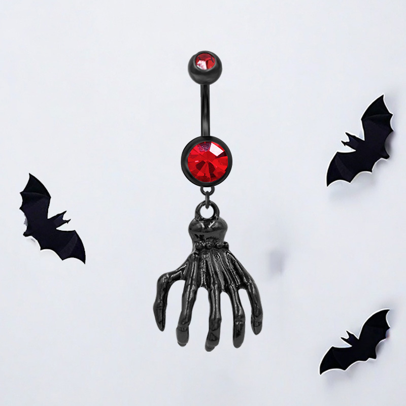Halloween Bauchnabelpiercing Mit Herzförmigem Zirkonia Dunkel_voghion.com