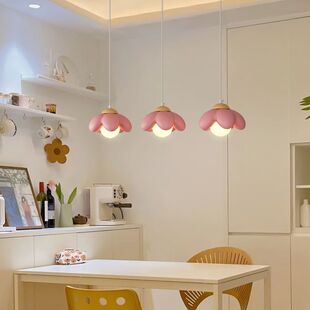 Cross-Border Exclusive Retro Led Flower Lamp Cream Style Petal Wall Lamp Girly Pink Dining Hammock Chandelier