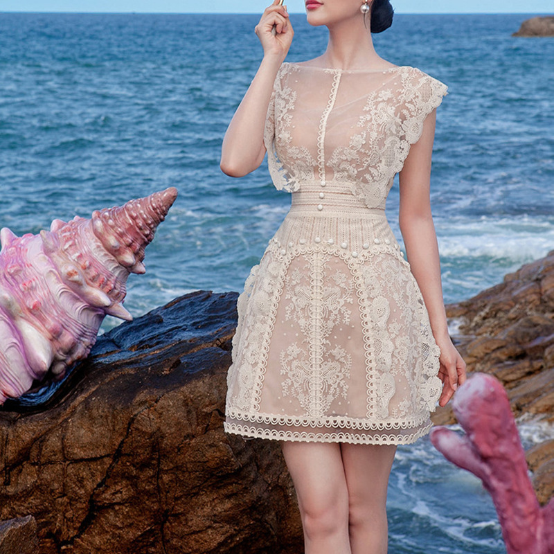 Vietnamese Niche Designer Women's Clothing 2025 Autumn New Style Palace Embroider Flower Waist Dress Short Skirt Women 9843 Vietnamese Niche Designer Women's Clothing 2025 Autumn New Style Palace Embroider Flower Waist Dress Short Skirt Women 9843