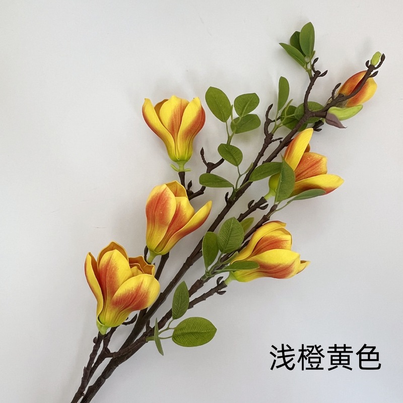 モクレンのシミュレーション花は6頭の如意玉蘭の偽花の家庭の結婚祝い用品の軟装の景観の装飾の卸売りをします。|undefined