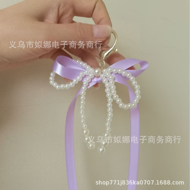韓国ジュエリーインファッションリボンパール携帯電話吊りチェーンバッグキーホルダーアクセサリーヘアアクセサリーデザイン女の子|undefined