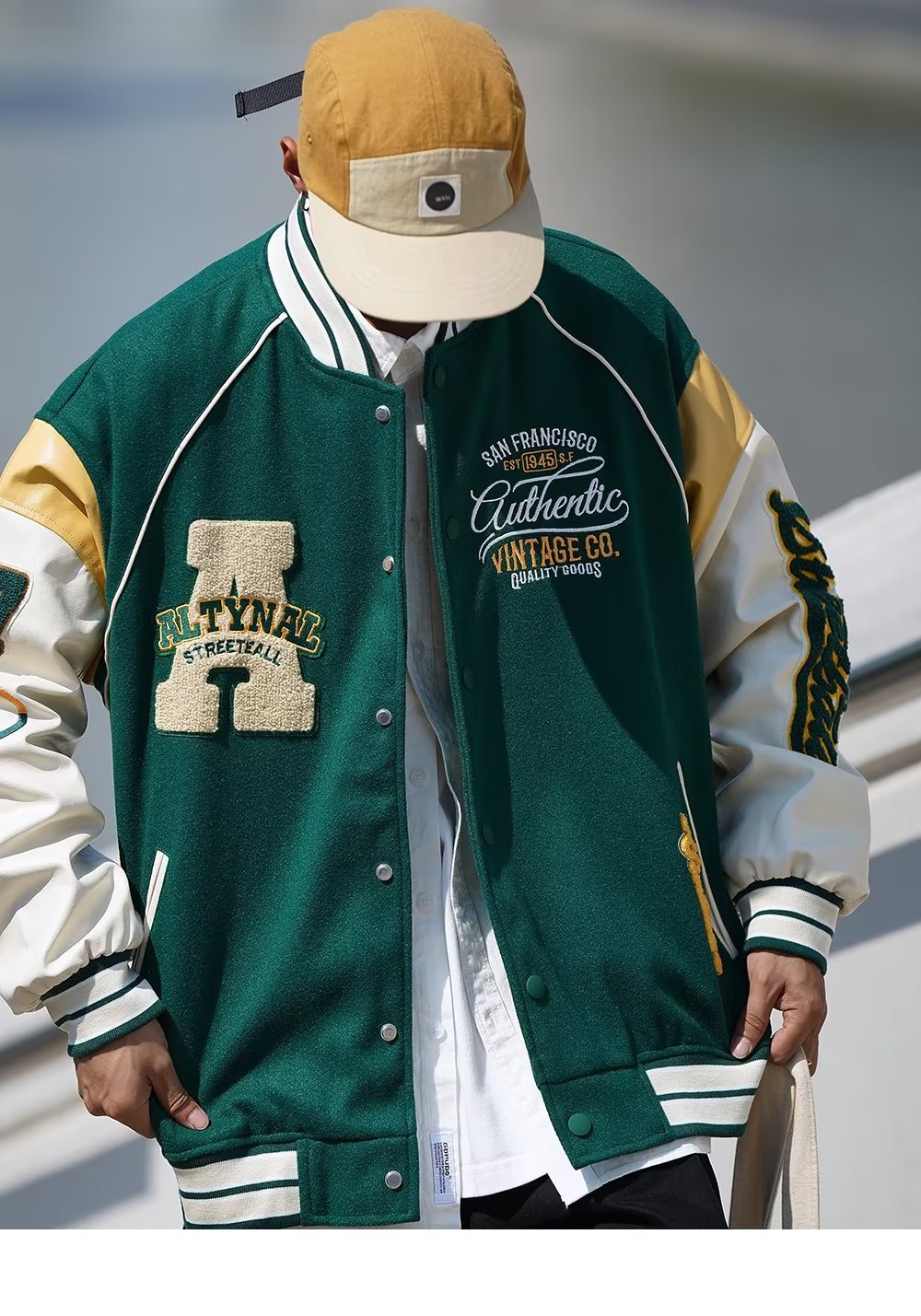 Giacca da baseball uomo a contrasto stile coreano trendy urban_voghion.com