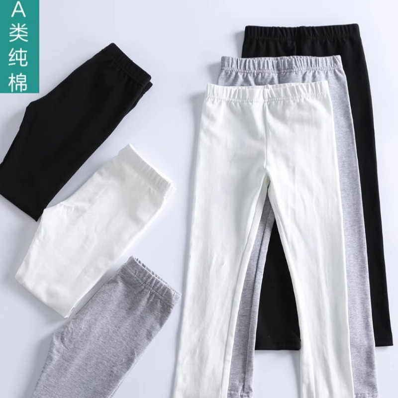 Girls' Summer Thin Leggings 2024 Summer Outerwear Pure Cotton Long Pants Children's Baby Girl White Thin Pants Summer