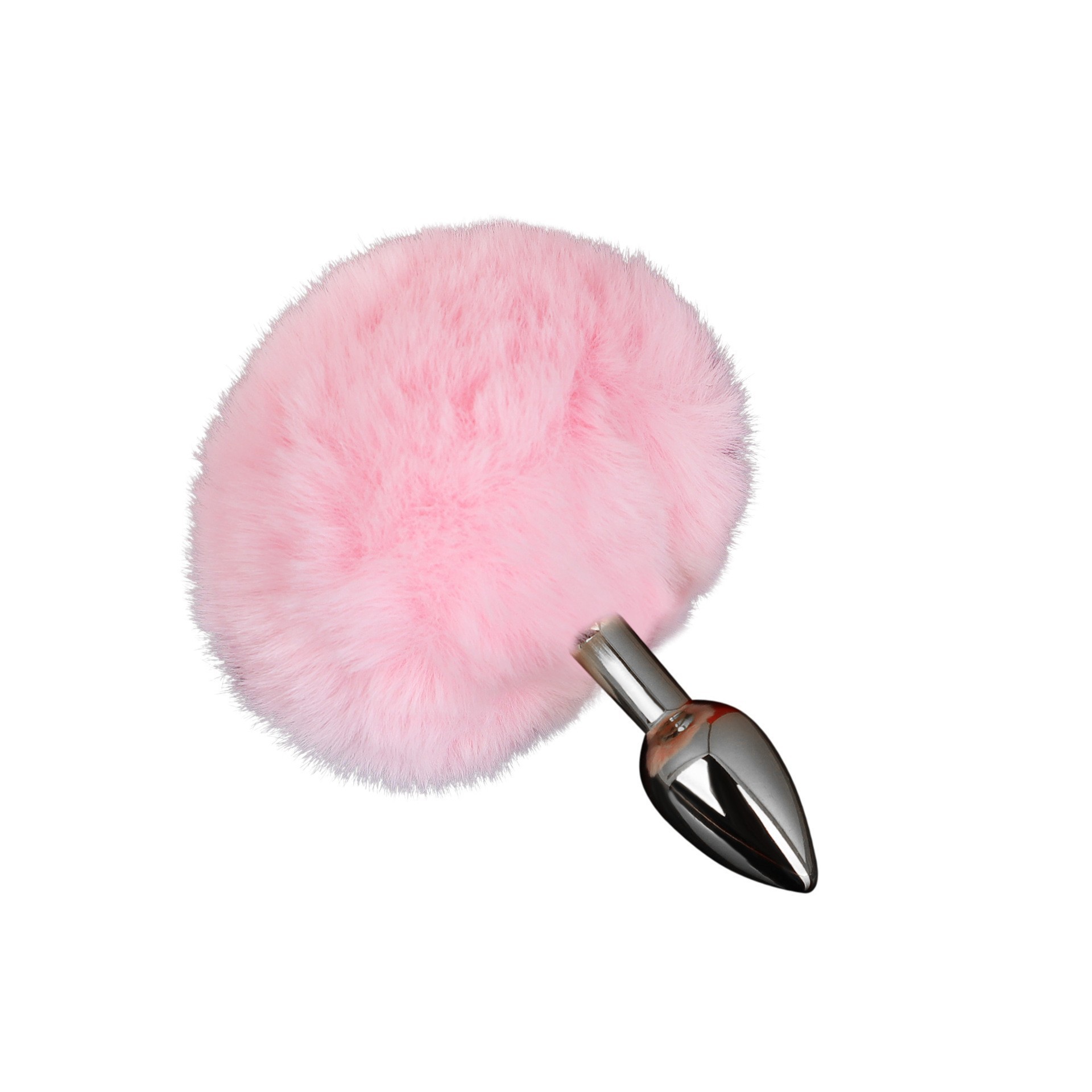 Rabbit Tail Anal Plug with Faux Mink Fur Ball and Metal Expander — detail image 4