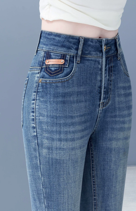 2025 новые эластичные женские джинсы с высокой талией