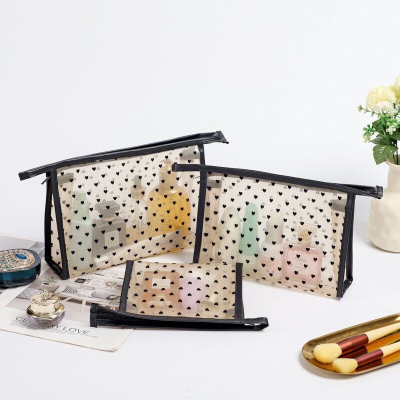 Portable Mesh Heart-Shaped Makeup Bag, Velvet Mini Toiletry Bag, Touch-Up Bag, Small Lipstick Bag, Coin Purse