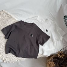 GL-kids韩版夏季新品儿童无骨印花外拼线短袖T恤男女童插肩袖上衣