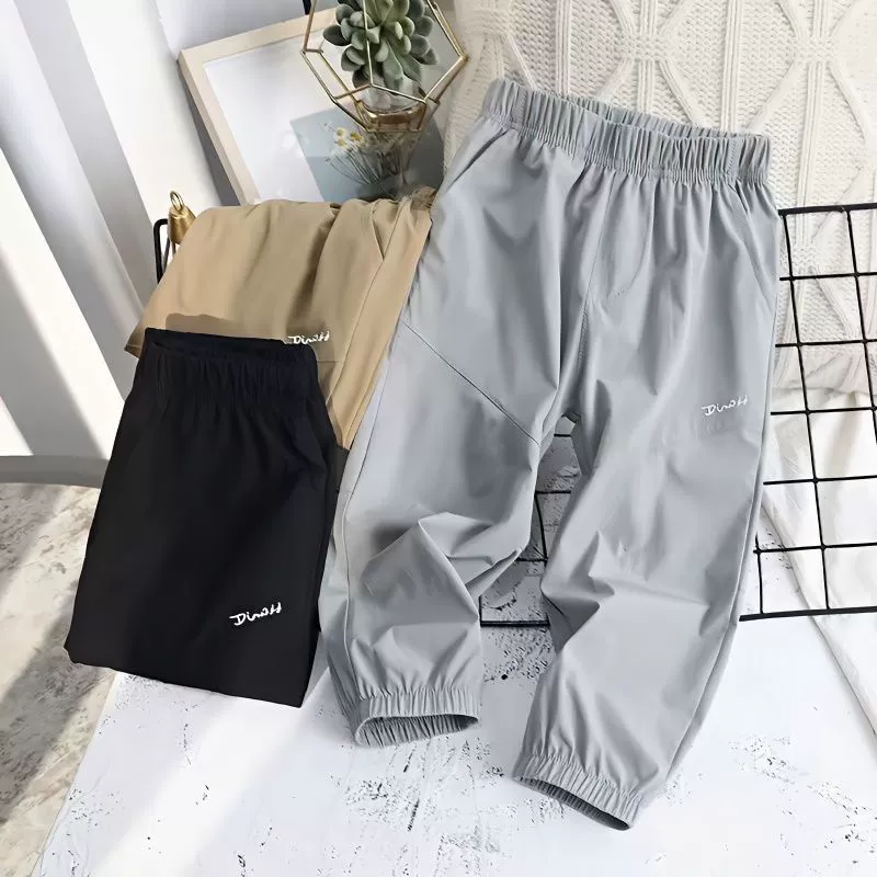 Брюки с защитой от комаров, быстросохнущие спортивные штаны из ледяного шелка для мальчиков, летние повседневные брюки, тонкие дышащие длинные брюки для больших детей