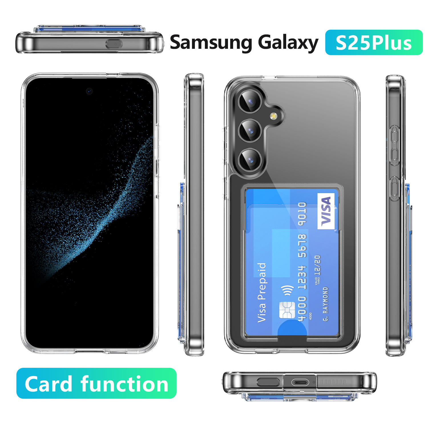 Suitable for Samsung Protector Case, Simple Crystal Clear Card Holder Phone Case Protective Cover, Anti-Drop