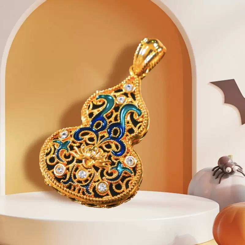 18k金花丝葫芦珐琅彩挂件au750彩金项链女配饰不掉色项饰水贝批发