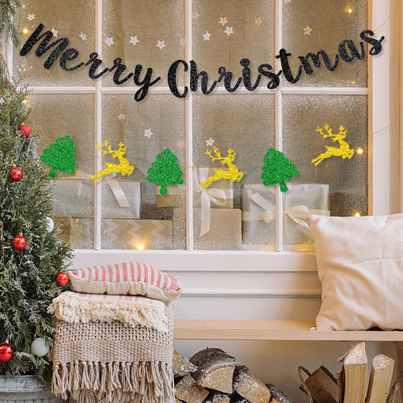 クリスマスフラグキラキラクリスマスバナー新年パーティークリスマス背景装飾用品写真撮影道具|undefined