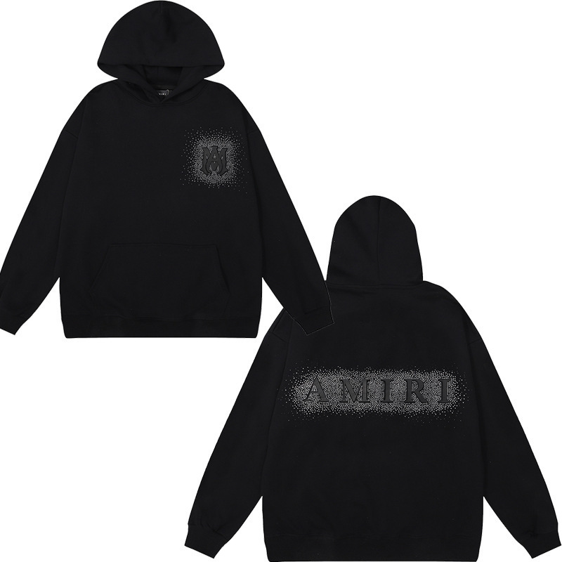 アメリカンストリート Amiri ニッチハイストリート男性と女性のカップルソリッドカラーコットンプリントプルオーバースウェットシャツレトロパーカー|undefined