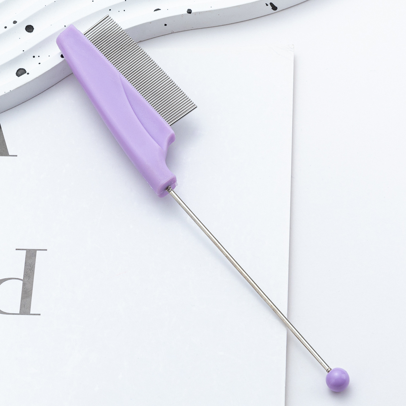 DIY pein de perlas para mascotas acero inoxidable para perros y gatos pein de una sola fila para eliminar el cabello flotante pein de aguja para limpiar belleza pein de mascotas