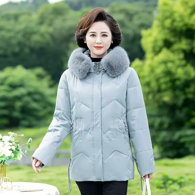 2025冬季新款中老年女冬装羽绒服女老人中年妈妈加厚棉衣大码外套