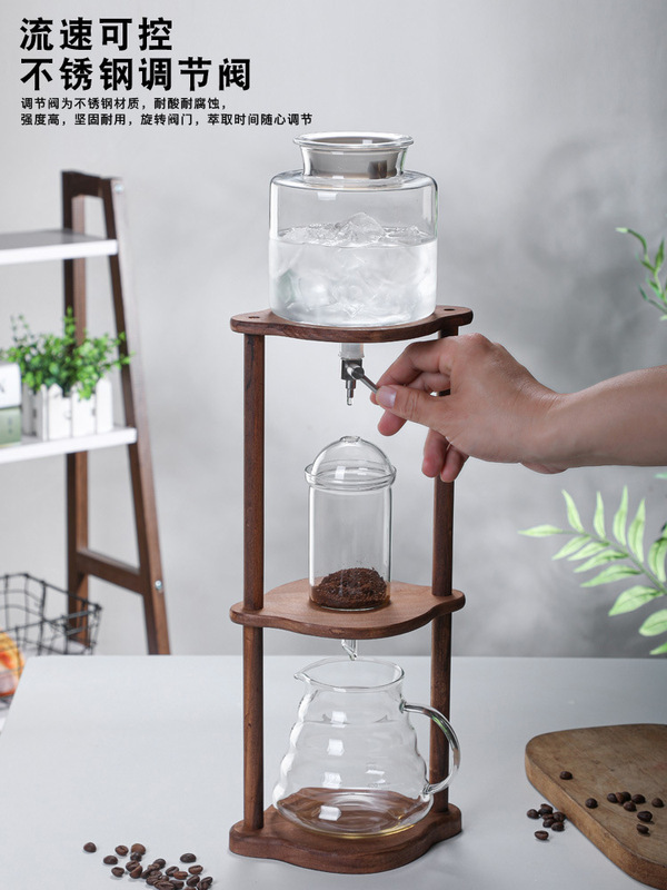 Five-Piece Household Glass Cold Brew Coffee Pot Drip New Tea Drink Coffee Utensil Ice Brew Cold Brew Pot Drip Type for 4 People