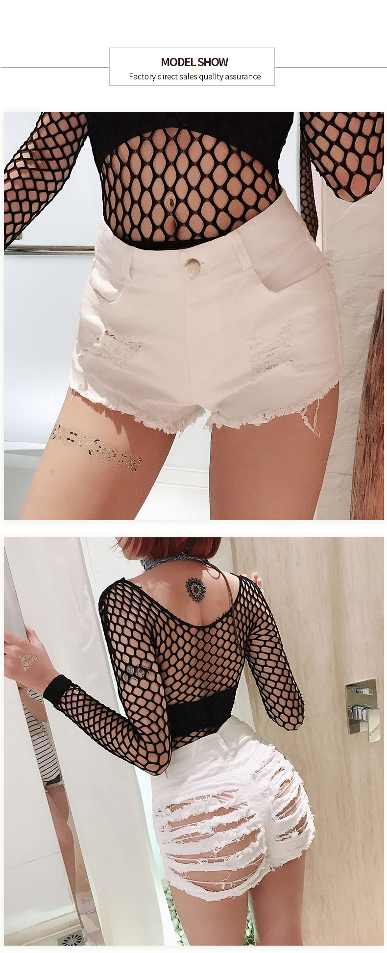 161g Weight Shorts Pants Length Women's Street Bar Streetwear Solid Color Shorts Jeans Shorts